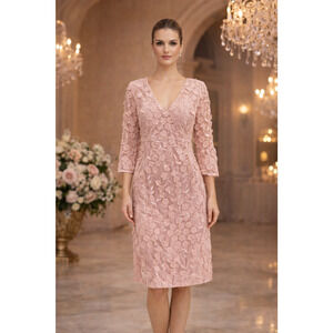 NWT Eliza J Blush Pink 3D Floral Applique Size 14 Dress Special Occasion Classic